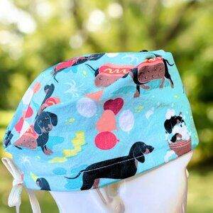 Premium Dachshund Sausage Dogs~ Modern Scrub Cap, RN, CNA, MD, PA, Tech, Vet.